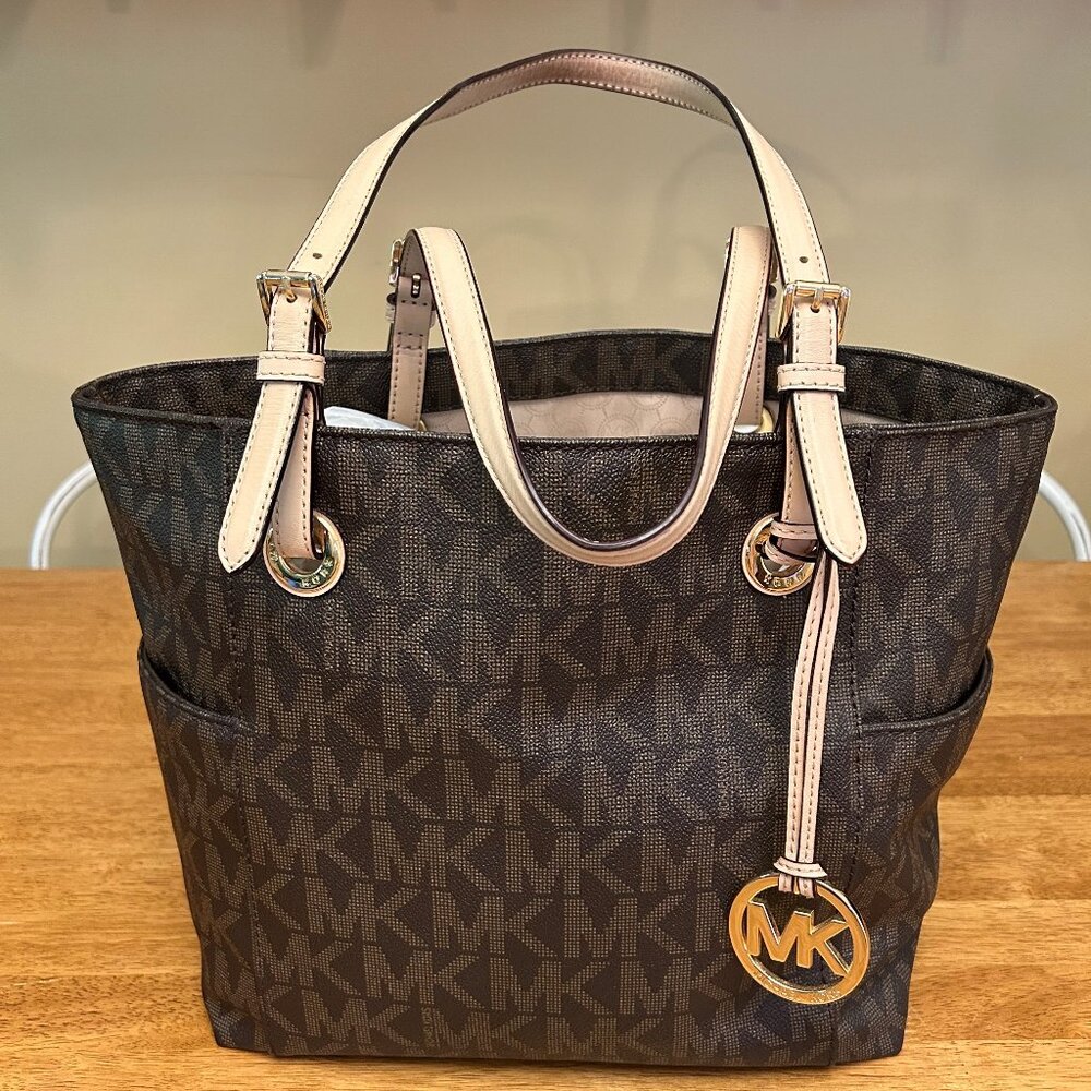 Michael Kors Brown Jet Set Signature Logo Tote